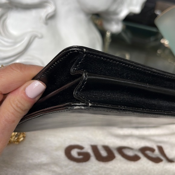 Gucci Leather Bag with Gold Chain Strap - Picture 5 of 12